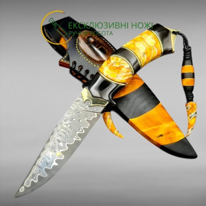 ШЕРШЕНЬ ІV ніж ручної роботи майстра Павла Гончаренка, к390™ в обкладках з нержавіючого дамаску, 64 HRC